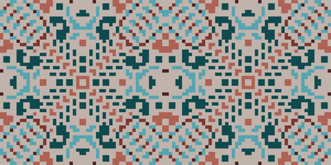 Fototapeta premium Aztec Ndebele Traditional Pattern Paintingfolk Embroidery, Aztec Geometric Ornament Print. Design for Carpet, Wallpaper, Clothing, Wrapping, Fabric