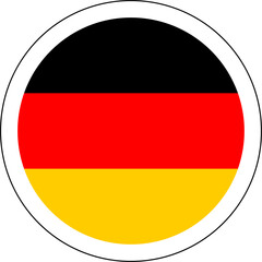 A round icon in colors of the German flag. 