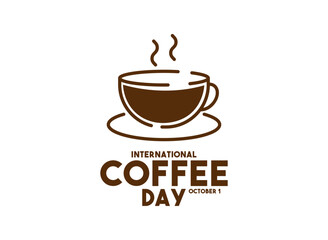 International Coffee Day. October 1. Flat design vector. A glass coffee icon. White background.
