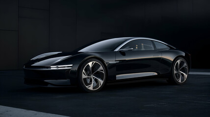 The image in front of the sports car scene behind as the sun 