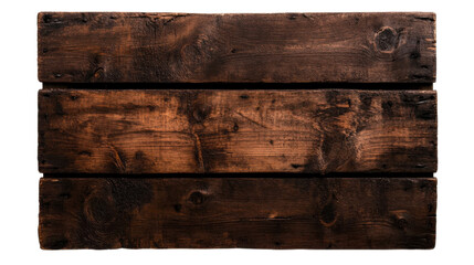 Wooden texture panel, dark brown color, isolated on white background.