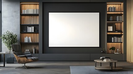 Blank poster on the wall in modern office. 