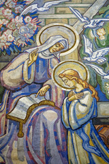 Mosaic ofVirgin Mary with her mother St. Anne. .