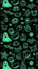 Seamless vector pattern with whimsical fish and monsters, perfect for wallpaper, textile, or decorative design