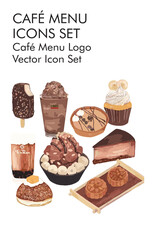 Cafe menu logo vector icon set 