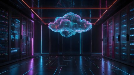 Futuristische Datenzentren: Cloud-Computing in Neonlicht
