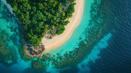 Serene Aerial View of Tropical Island and Clear Water