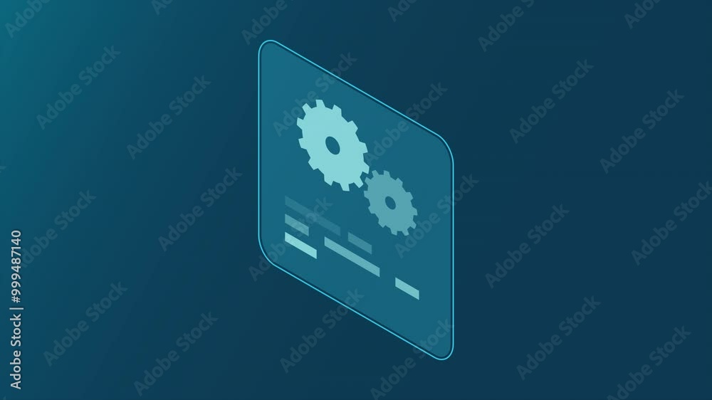 Poster isometric coding screen animation. coding programming technology. programming concept. technology an