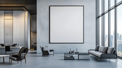 Blank poster on the wall in modern office. 