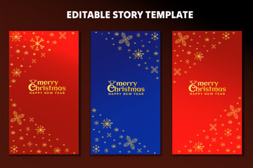 luxury elegant for stories collection for christmas editable template for greetings card and stories background template with red and blue color