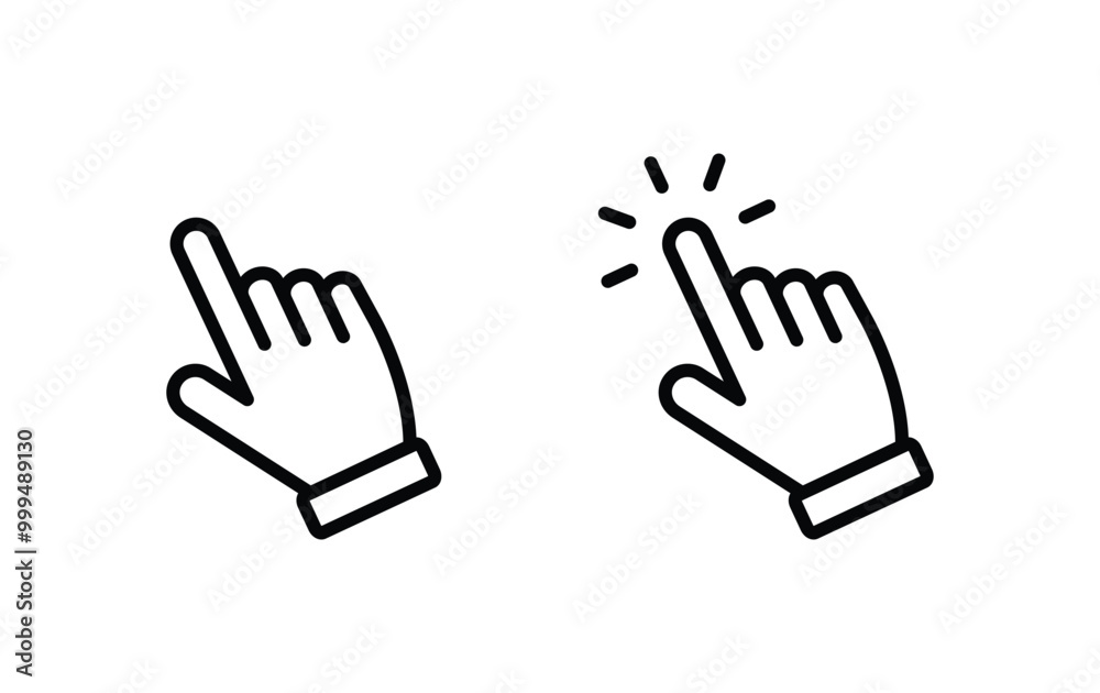 Poster hand cursor click icon vector. hand pointer click icon vector