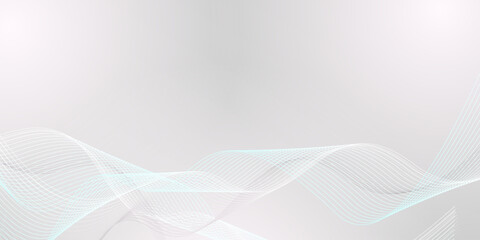 Modern abstract background in grey white colors with flowing shiny lines. Digital future technology concept. Vector illustration