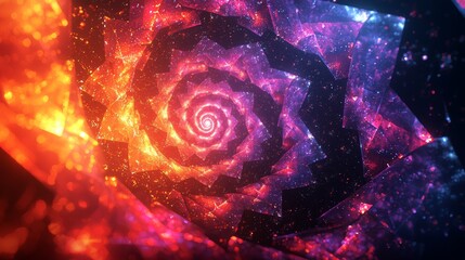 Vibrant Spiral Galaxy in Abstract Colors
