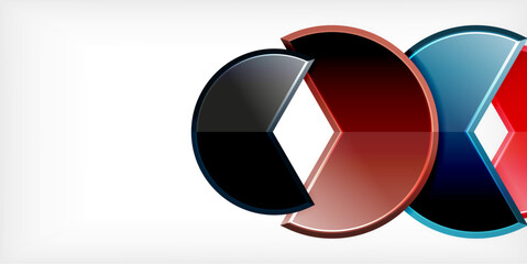 Glass reflective geometric round shapes background. Vector Illustration For Wallpaper, Banner, Background, Card, Book Illustration, landing page