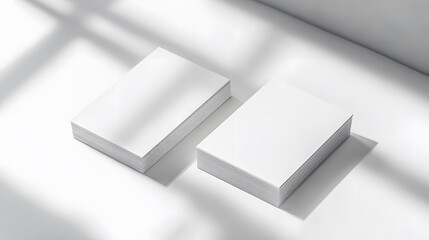 Two white US business card Mockup on white background 3D rendering. 