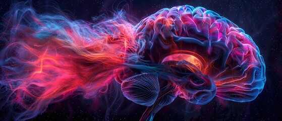 Obraz premium Abstract brain with colorful smoke.