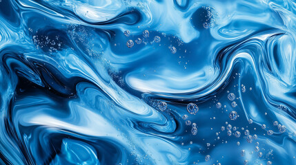 Fototapeta premium Tło w stylu abstrakcyjnym, które ukazuje błękitne fale wody. Odbicia światła i różnorodność odcieni niebieskiego nadają całości dynamizmu, tworząc wrażenie spokoju i świeżości.