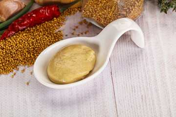 Dijon mustard sauce in the bowl