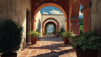 Fototapeta premium Spanish Colonial Architecture: A Serene Oasis