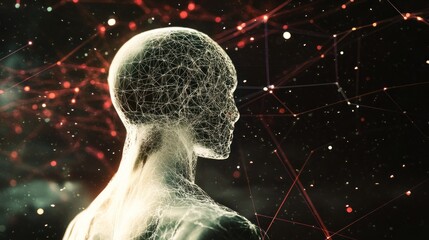 Obraz premium Digital Silhouette in a Cosmic Network