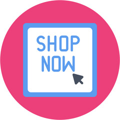 Shop Now icon vector image. Can be used for Gaming Ecommerce.