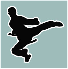 KARATE MAN jump SILUET VECTOR
