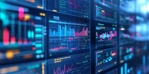 Naklejka premium network monitoring tools, alerts and performance metrics being analyzed in a control room, ensuring optimal network performance.
