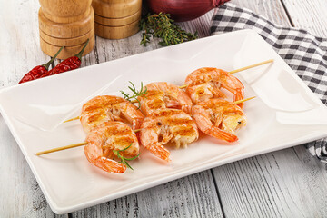 Grilled king prawn skewer snack