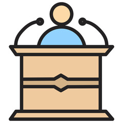 Press conference icon with line color style