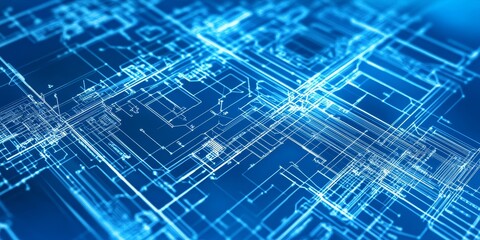 Fototapeta premium a network design blueprint, detailed diagrams showing structured cabling and device placement for optimal network performance and efficiency.