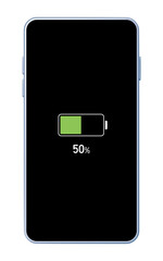 バッテリー残量が50%のスマートフォン