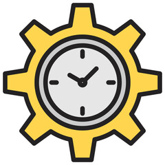 Time management icon with line color style