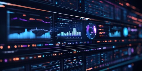 Fototapeta premium a data visualization dashboard processing real-time analytics from multiple IoT devices, transforming raw data into actionable insights.
