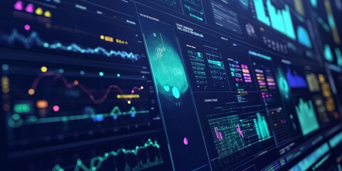 Obraz premium a data visualization dashboard processing real-time analytics from multiple IoT devices, transforming raw data into actionable insights.