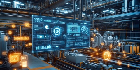 Obraz premium Detailed view of an IoT integration platform displaying real-time data from various devices on a single screen, enhancing efficiency and connectivity.