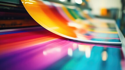 Close up of a vibrant magazine brochure featuring a printed flyer from a printing machine