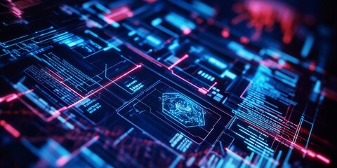 Obraz premium a forensic software interface, reconstructing the timeline of digital activities, piecing together evidence of cyber crimes.