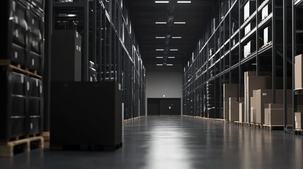 Logistics company black warehouse banner design