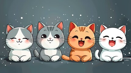 Playful Cat Emoji Cartoon Illustration
