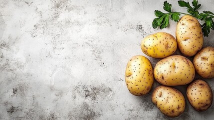 Whole washed organic floury potatoes on a neutral background A concept showcasing healthy vegetarian cuisine