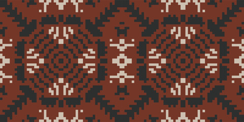 Fototapeta premium Fabric Texture Traditional Pattern Backgroundfolk Embroidery, Aztec Geometric Ornament Print. Design for Carpet, Wallpaper, Clothing, Wrapping, Fabric
