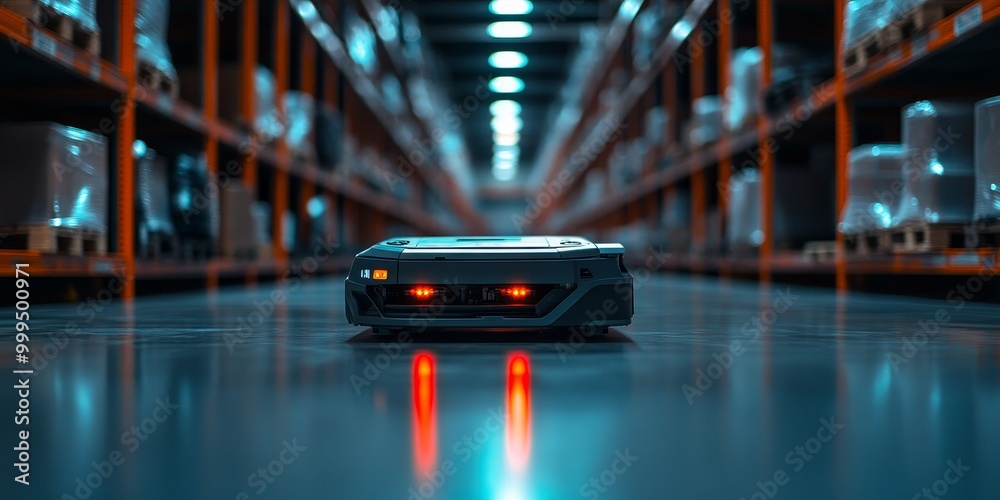 Fototapete a logistics robot, using advanced sensors and ai to manage inventory and move goods in a warehouse w