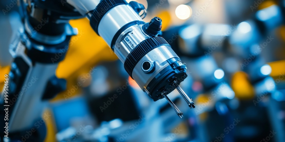 Aufkleber Macro shot of robotic sensors in a system, transmitting and processing data in real-time for collaborative robotic tasks.