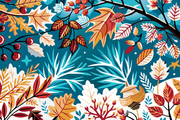 Obraz premium Autumn Splendor: Colorful Fall Leaves and Foliage Pattern
