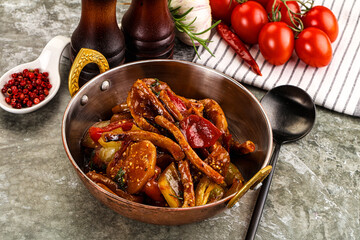 Asian cuisine pork in oyster sauce