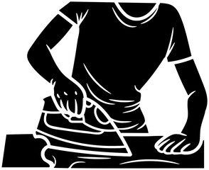 work illustration house silhouette home logo iron icon laundry outline ironing housework household clothes equipment clothing steam person appliance shape to vector graphic background