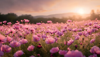 Obraz premium field of pink flowers