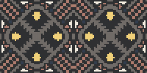Obraz premium Geometry Shapes Ethnic Design Pattern Drawingfolk Embroidery, Aztec Geometric Ornament Print. Design for Carpet, Wallpaper, Clothing, Wrapping, Fabric