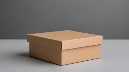 A simple, closed brown box placed on a neutral background, highlighting its minimalistic design and unadorned appearance.
