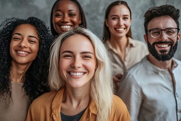 Customer growth represented by people joining a brand or company, smiling and satisfied